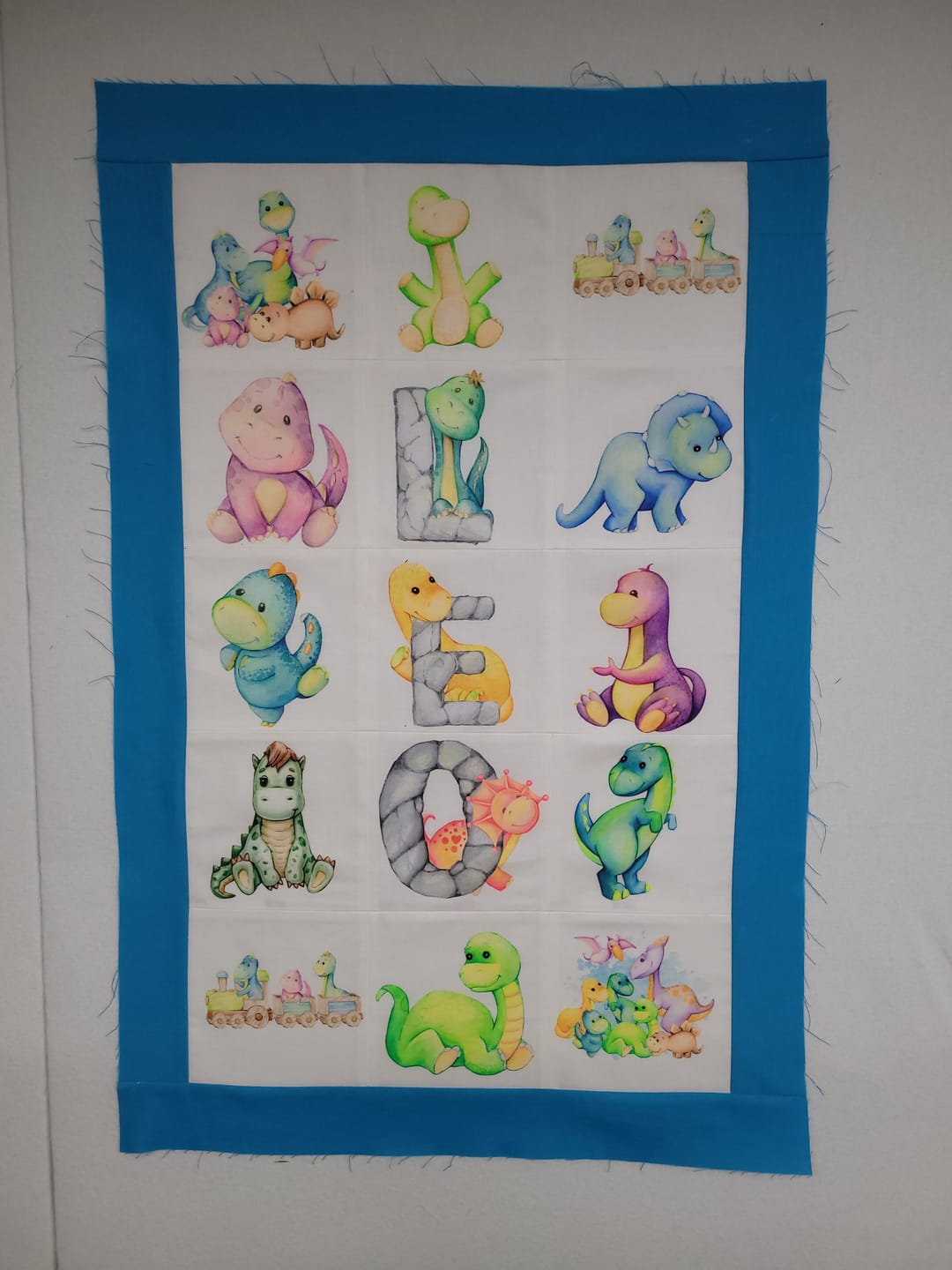 Customer photo review of Watercolor Cartoon Dinosaurs Fabric