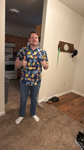 Customer photo review of 21 Pineapples Signature Button Up Shirt (Blue)