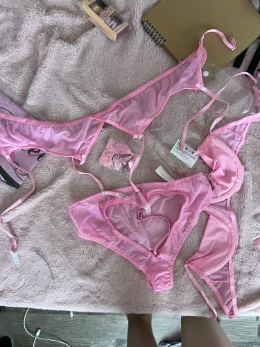 Customer photo review of Sexy Erotic Set Open Bra + Back Open Panty Underwear Set Sensual Intimates Women Sexy Garter Kit Tassel Lingerie Set
