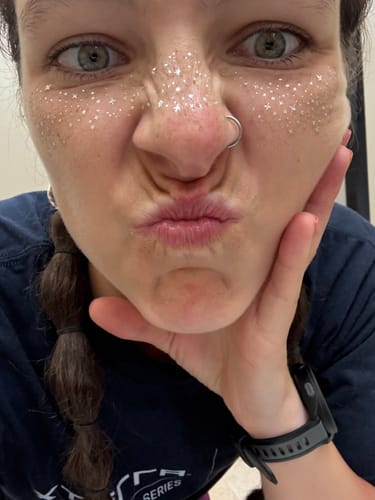 Customer photo review of Silver Glitter Freckles Makeup Patches