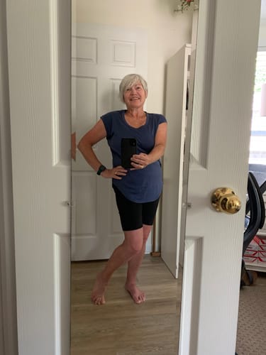 Customer photo review of Gabi Tunic Top - Blue Horizon