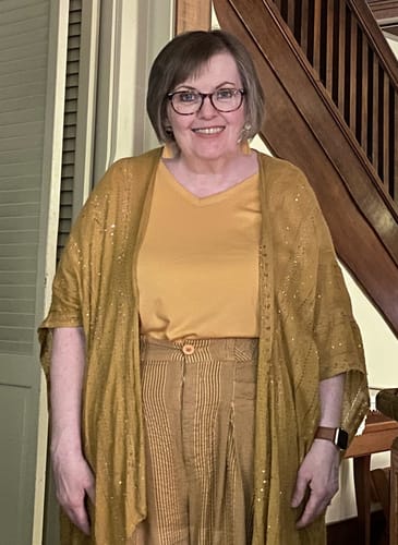 Customer photo review of Mia V Neck - Marigold