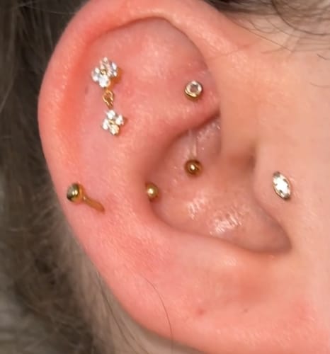 Customer photo review of Double Four Piercing | Titan