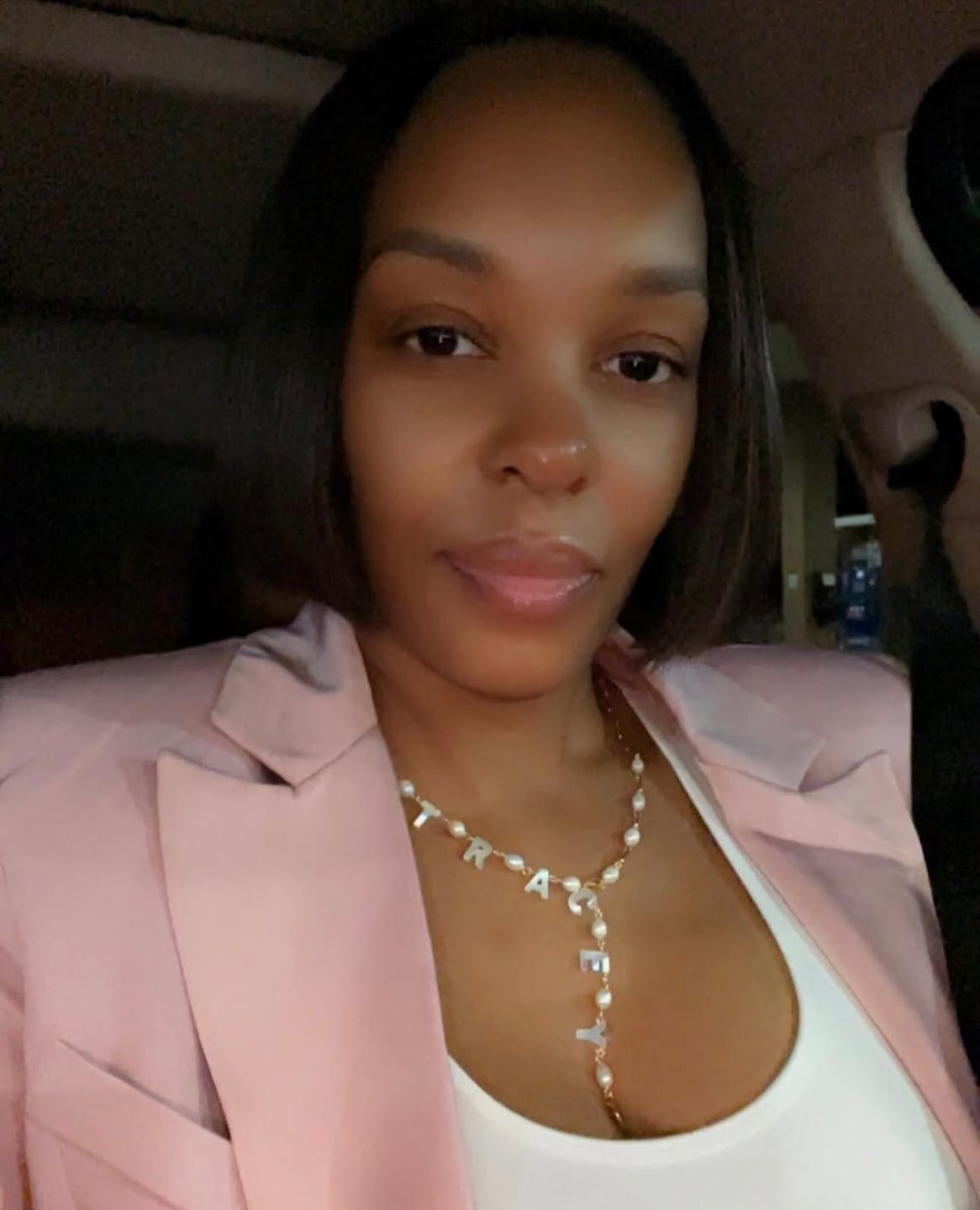 Customer photo review of Personalized Pearls And Chain Lariat