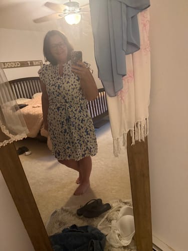 Customer photo review of Playful Daisies Tie Waist Dress