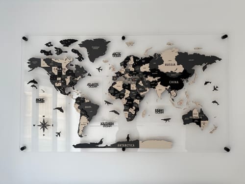 Customer photo review of Wood Map Living Room Wall Decor - World Map Wall Art