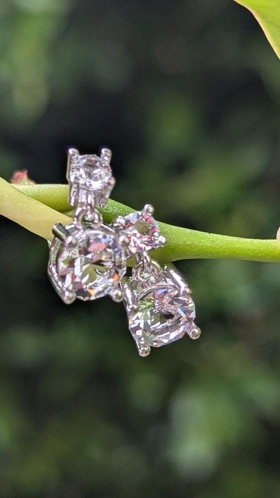 Customer photo review of Jasmine 18k White Gold Plated Drop Earrings with Swarovski Crystals