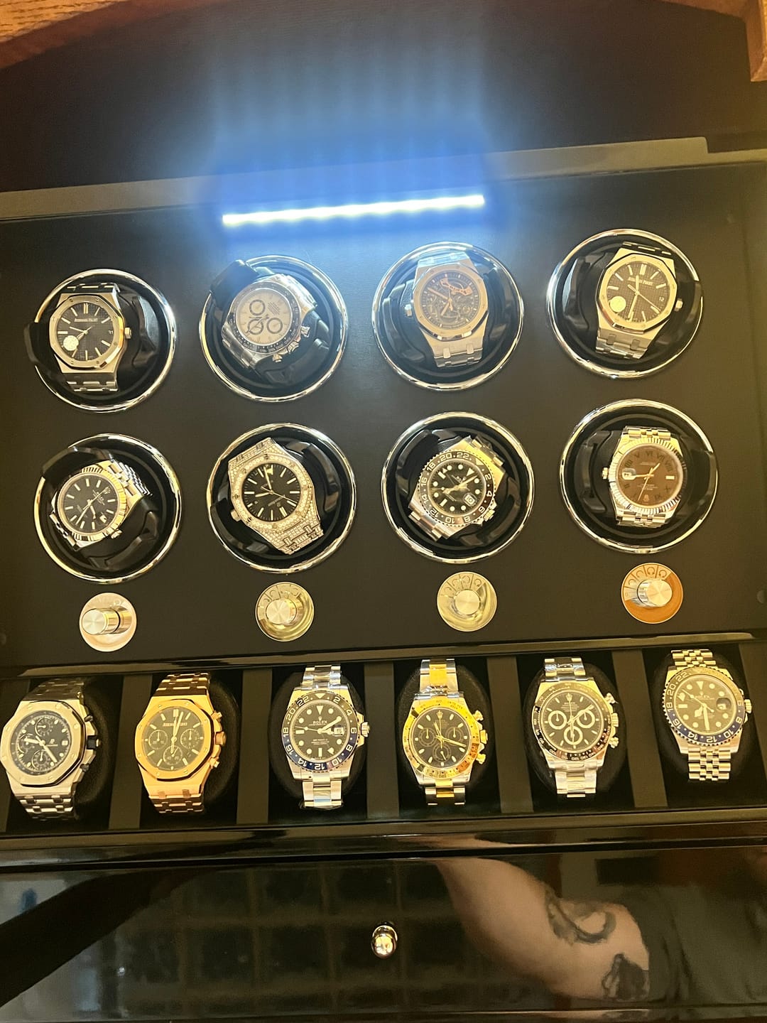 Customer photo review of 8 Watch Winders with Extra 6 Watch Display Storage and Jewelry Drawer