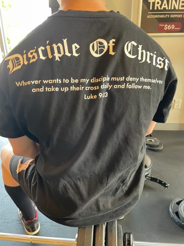 Customer photo review of Disciple of Christ Oversized Tee