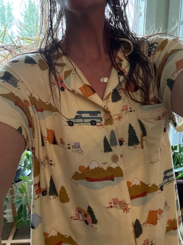 Customer photo review of Ladies Button Up Cropped Pant Set - HAPPY CAMPER