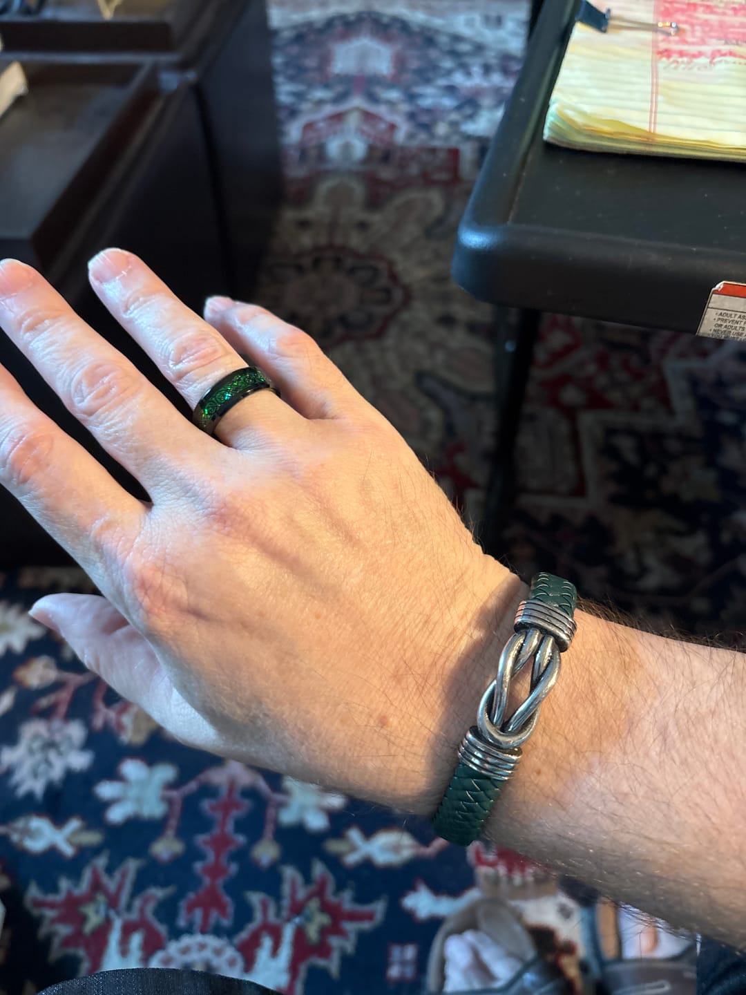 Customer photo review of Blaze Green Band Men's Ring