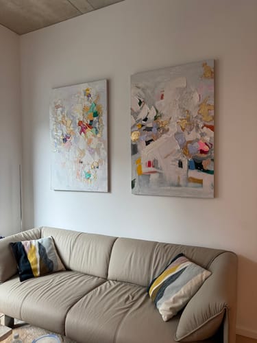 Customer photo review of Golden Blossom Abstract Oil Painting