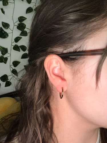 Customer photo review of My Huggies Hoop Earrings