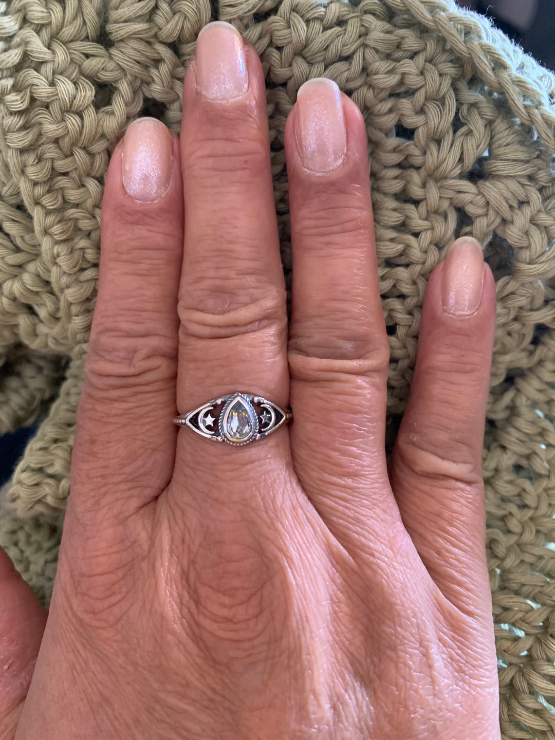 Customer photo review of Aquamarine Stars Moon Ring Sterling Silver