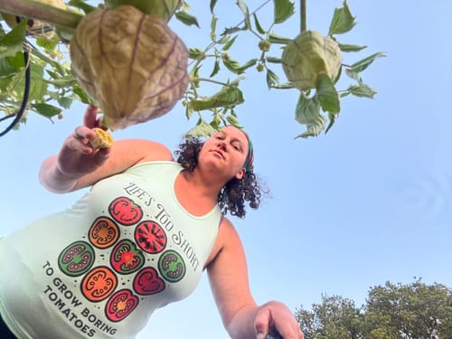 Customer photo review of Life's Too Short Tomatoes Racerback
