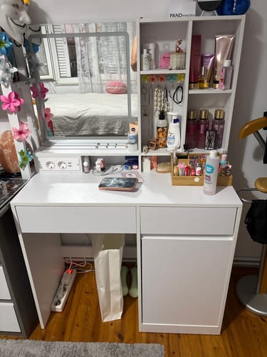 Customer photo review of Τραπέζι Μπουντουάρ Μακιγιάζ Tουαλέτας Κρεβατοκάμαρας 90εκ Καθρέφτης Με Ντουλάπι με Φωτισμό LED Ρυθμιζόμενο με Πρίζα και USB Θύρες RD-T134W01