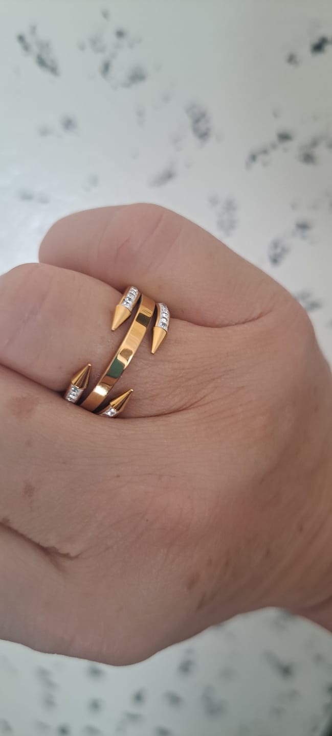 Customer photo review of Anel Prego Pontas Banhado em Ouro 18K