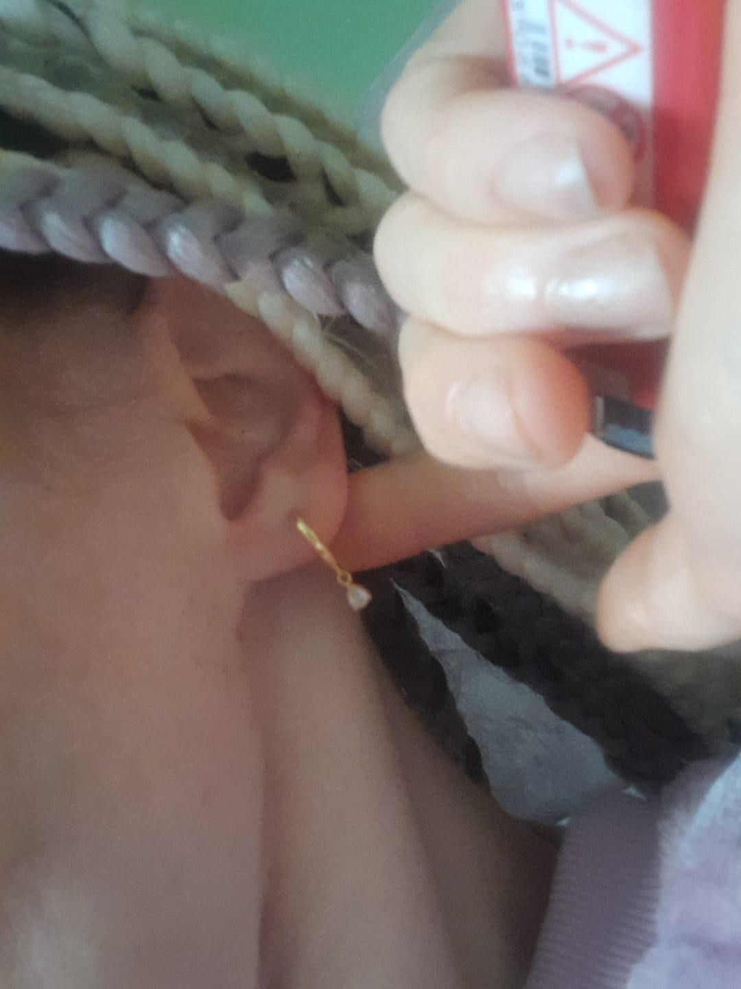 Customer photo review of Crystal Drop Hoop Earrings Gold