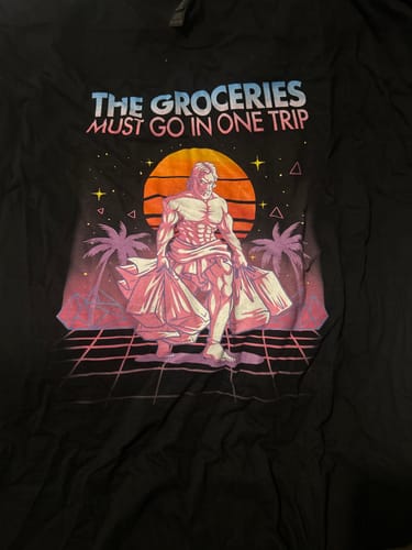 Customer photo review of The Groceries T-Shirt