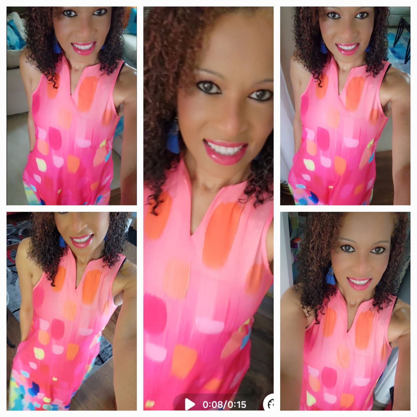 Customer photo review of Loose Sleeveless Contrast Color Printed V-Neck Maxi Dresses