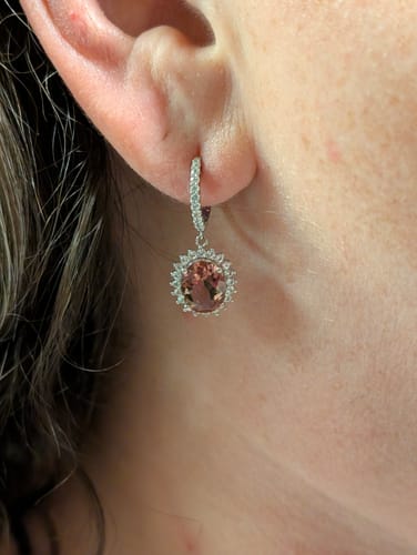 Customer photo review of Halo Oval Zultanite Diaspore Drop Earrings In Sterling Silver