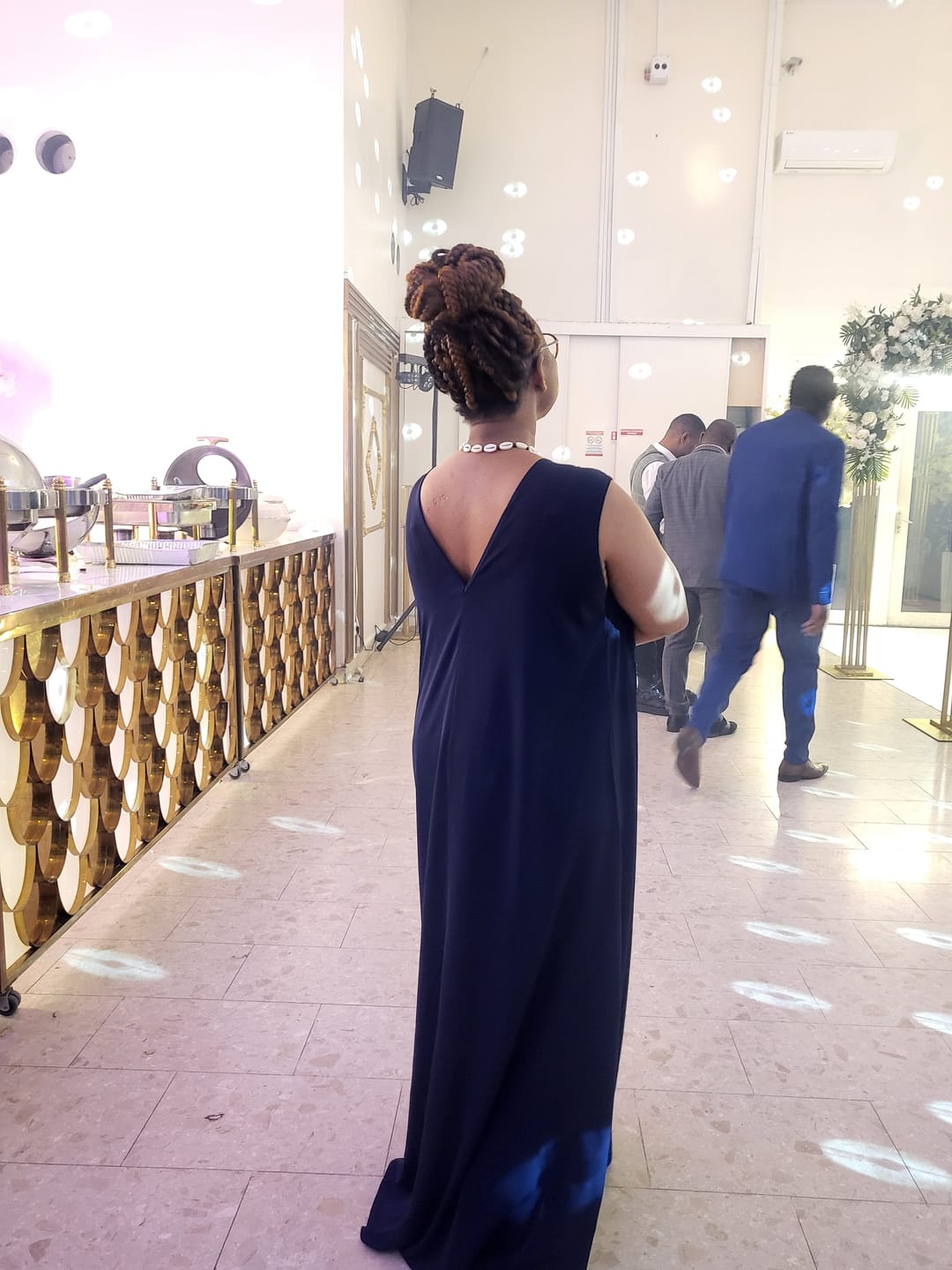 Customer photo review of Loose Simple Solid Color Sleeveless V-Back Maxi Dress
