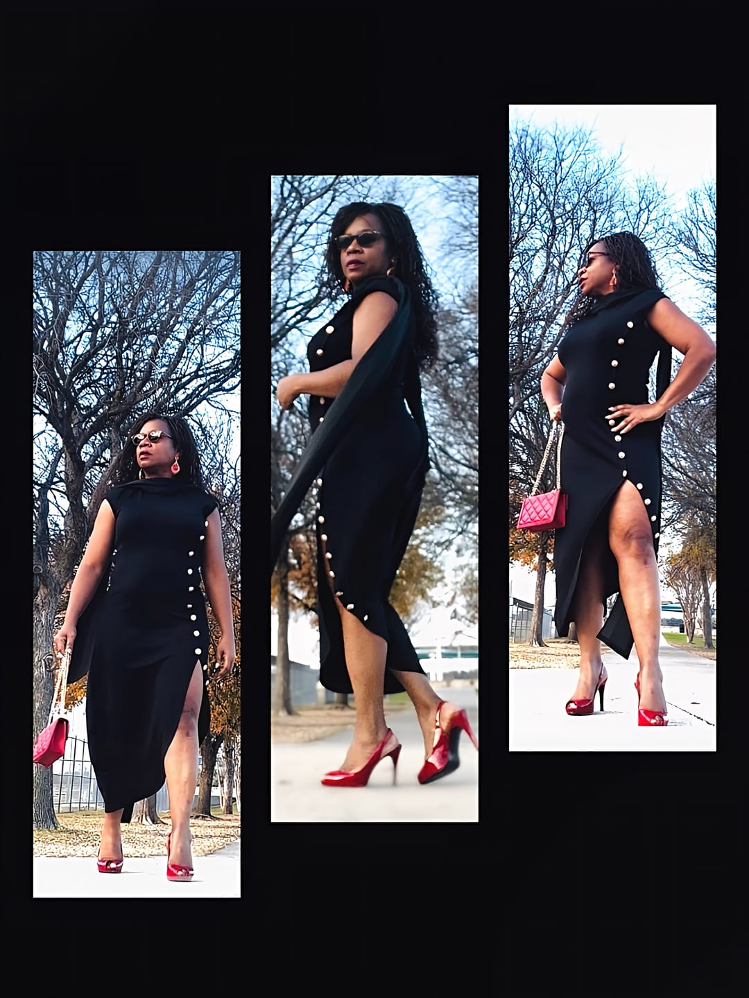 Customer photo review of Loose Sleeveless Solid Color Split-side Shawl Collar Maxi Dresses