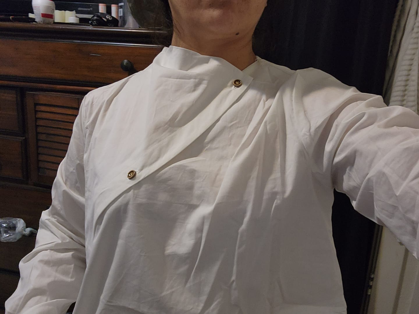 Customer photo review of Long Sleeves Asymmetric Buttoned Split-Front Blouses&Shirts Tops