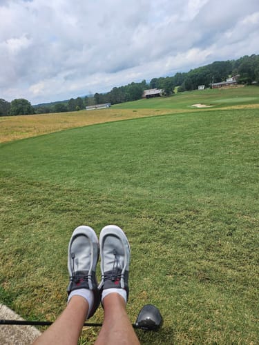 Customer photo review of SKŌNI Men's Golf Shoe Waterproof- Grey/Red