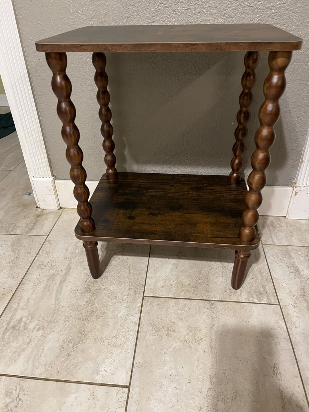 Customer photo review of Side Table, Small End Table with Storage Shelf, 2-Tier Small Coffee Tables Living Room for Bedroom, Narrow Spaces (Rustic Brown)