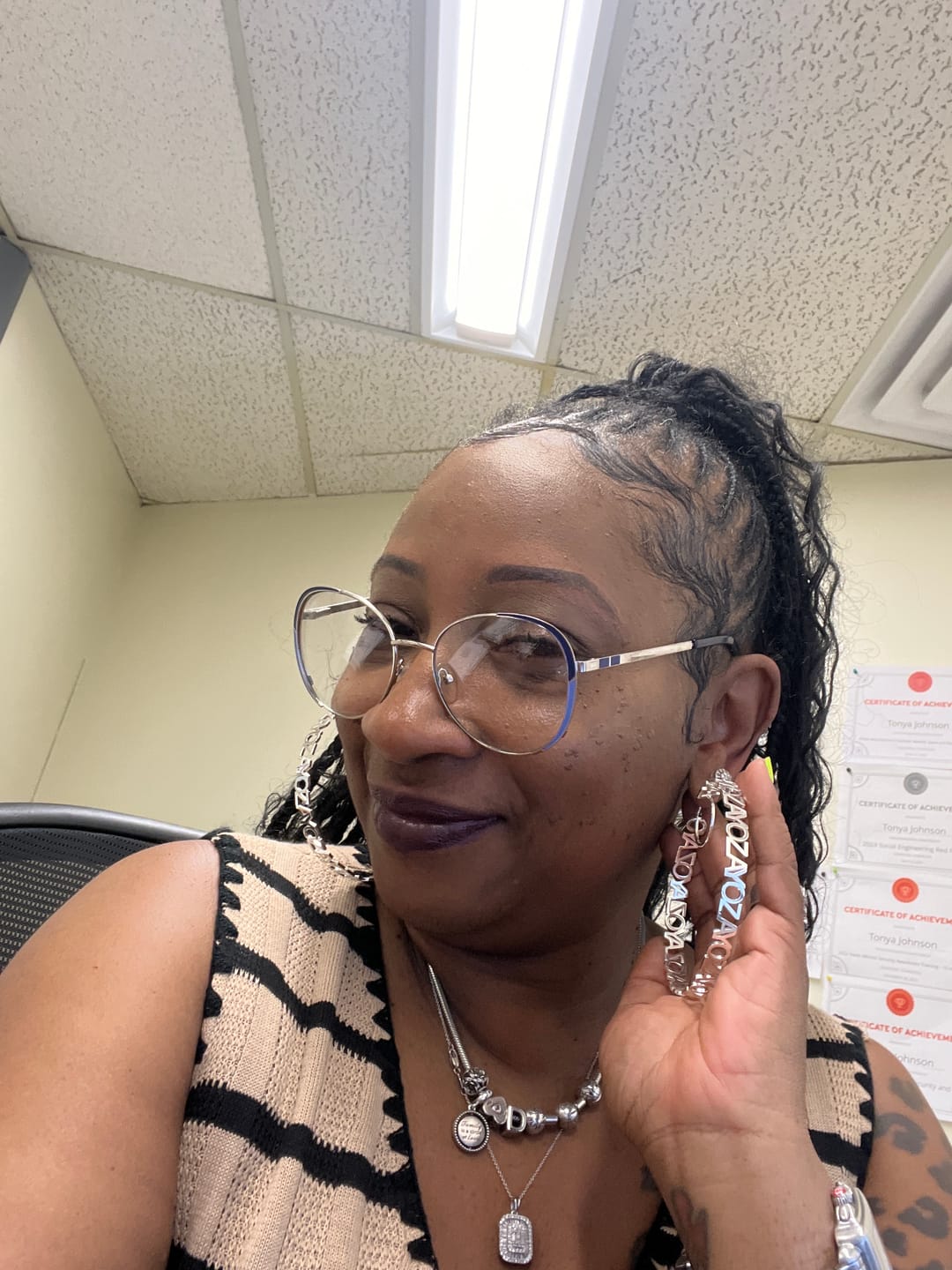Customer photo review of Hoop Name Earrings