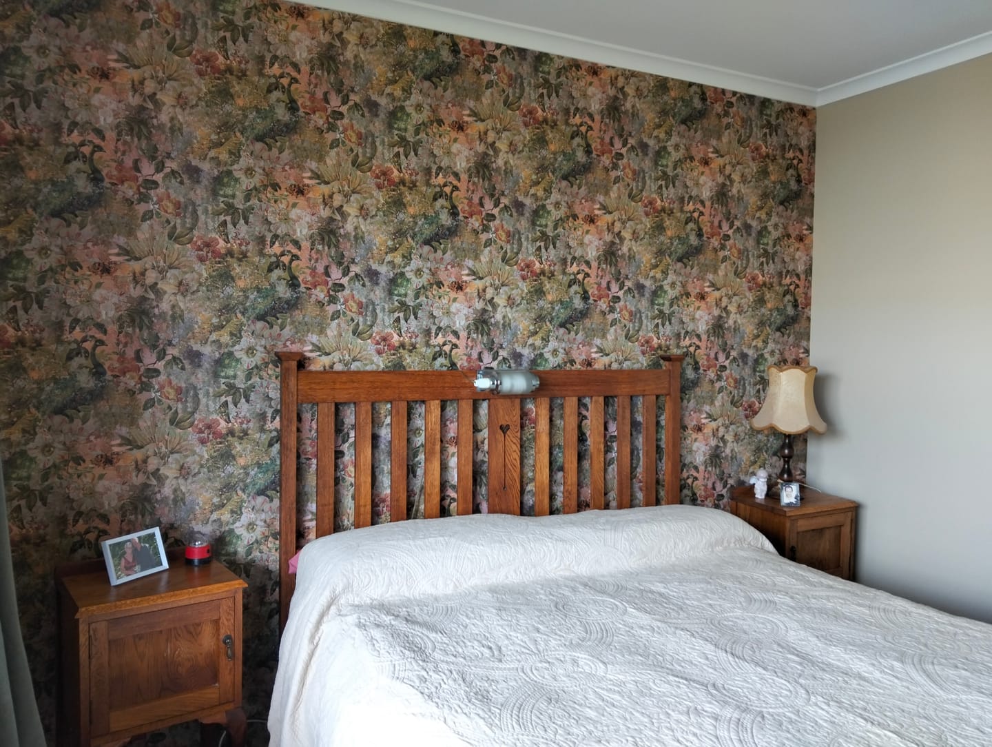 Customer photo review of Thalia - Peacock Distressed Concrete Wallpaper - Multi