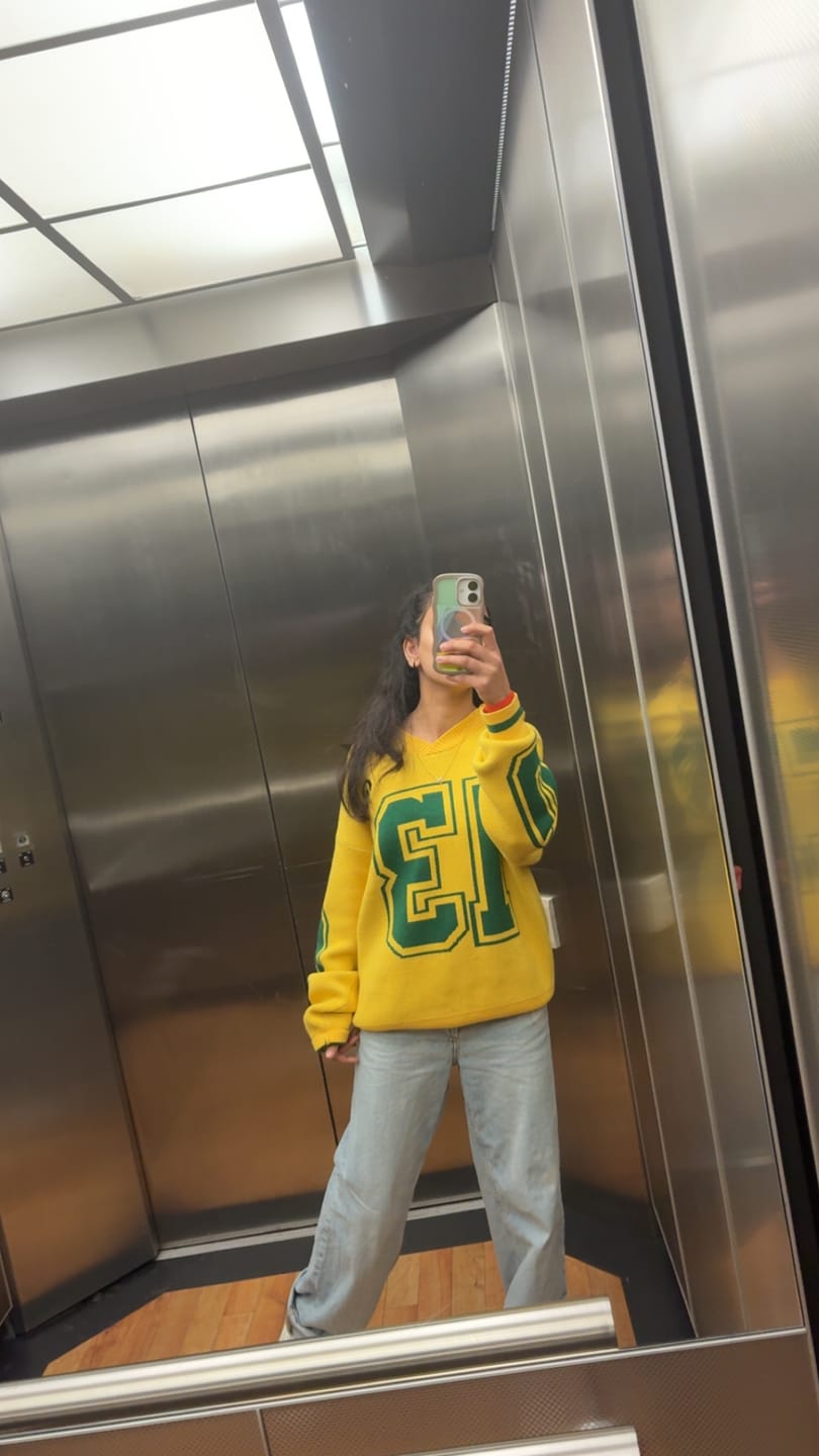 Customer photo review of Aelfric Eden Number Graphic Polo Sweater
