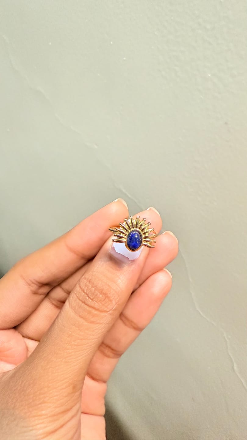 Customer photo review of Blue Stone Sunburst Ring