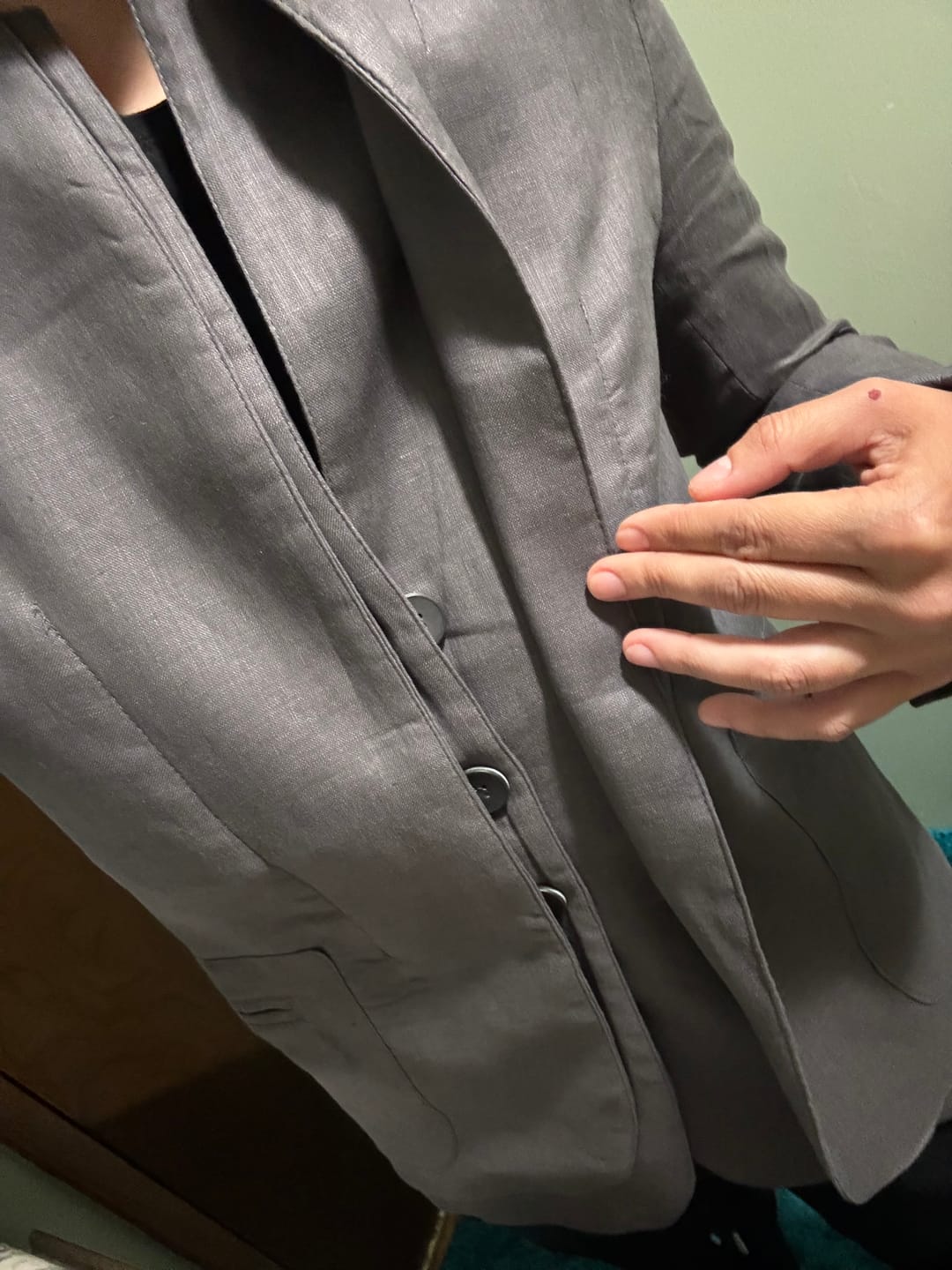 Customer photo review of Double lapel linen blazer