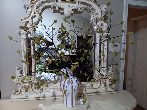 Customer photo review of White Ginger Jar with Gold Trim