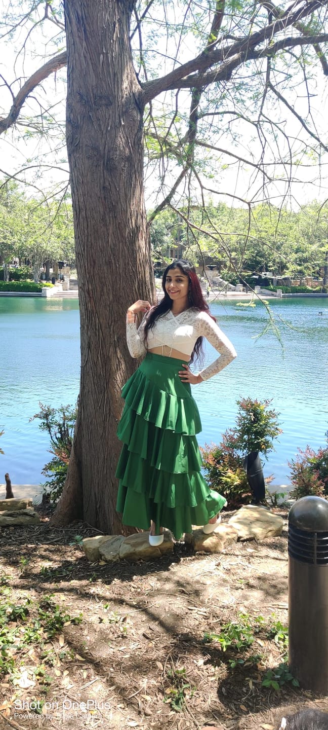 Customer photo review of A-Line High Waisted Falbala Solid Color Long Skirts Skirts Bottoms