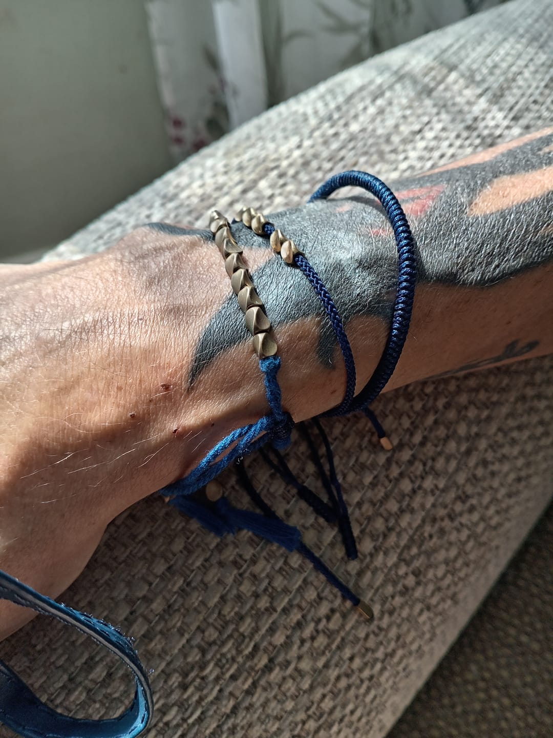 Customer photo review of Buddha Stones 3 PCS Tibetan Copper Beads Healing Protection Luck Bracelet Set