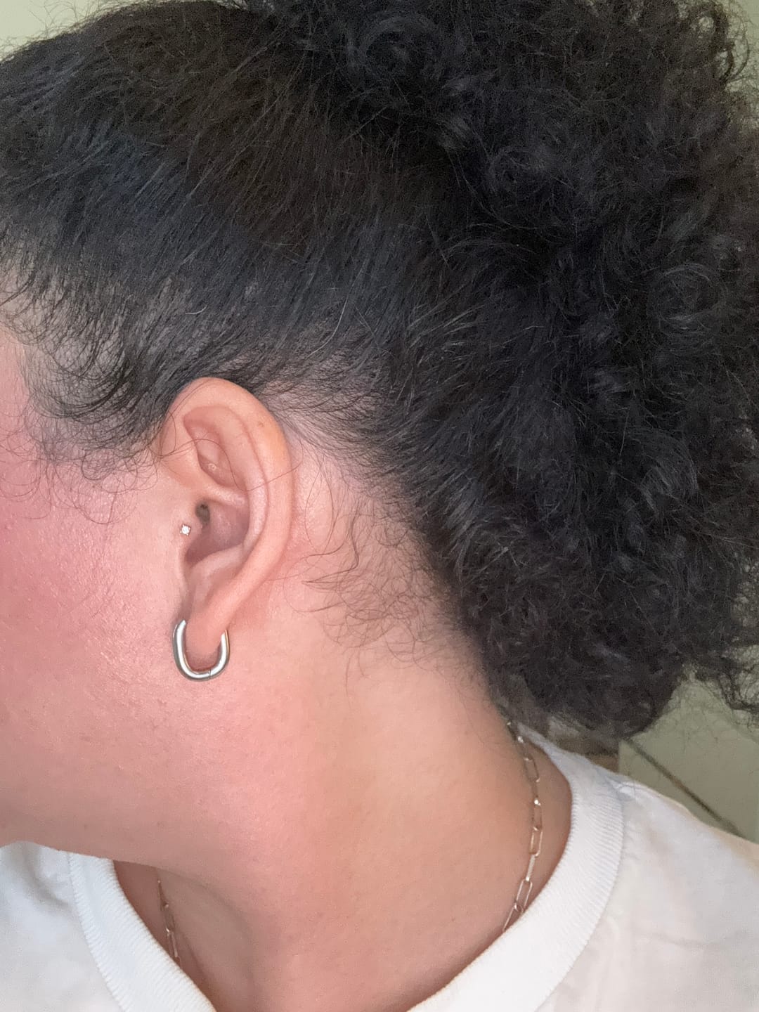 Customer photo review of Madison Silver Hoop Earrings