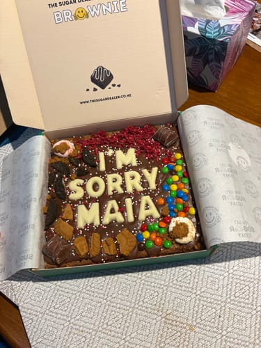 Customer photo review of Custom message loaded brownie