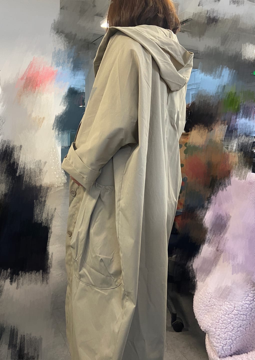 Customer photo review of Original Solid Hooded Trench Coats