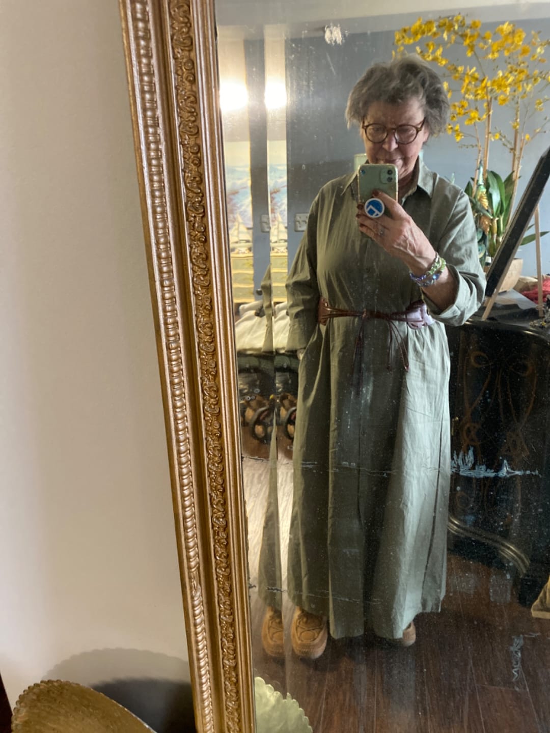 Customer photo review of Original Solid Color Lapel Shirt Dress