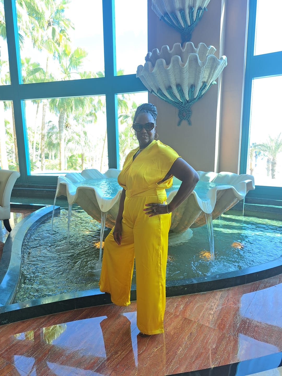 Customer photo review of Asymmetric Solid Color Deep V-Neck Jumpsuits