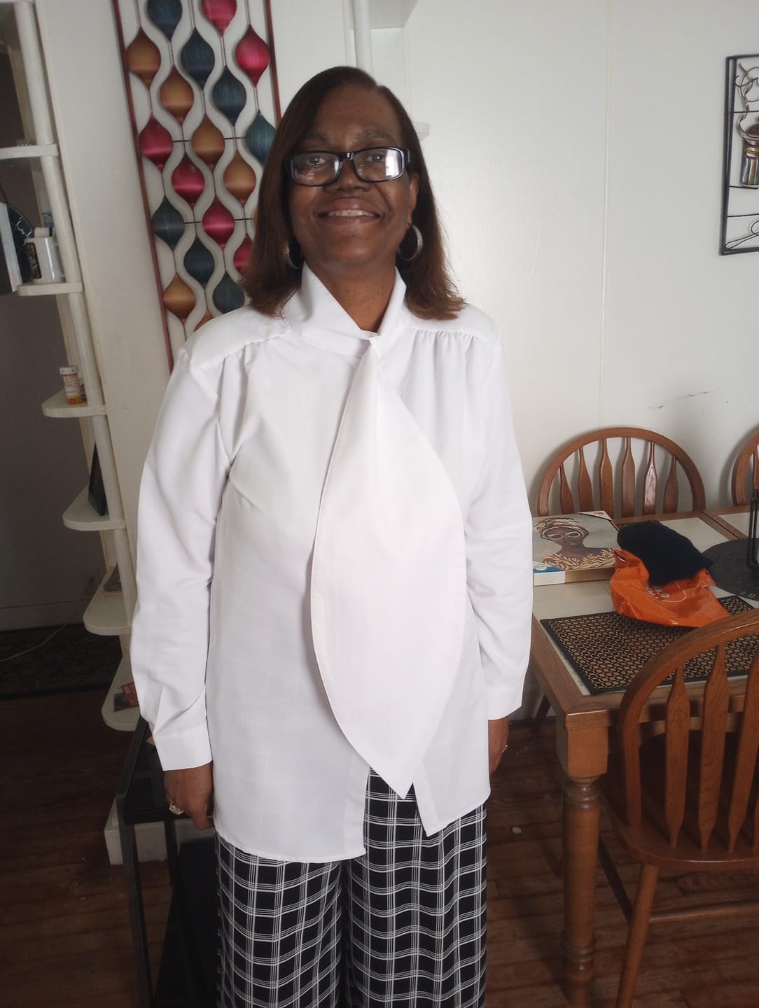 Customer photo review of White Inspired Designer Oversize Tops Shirt Blouse