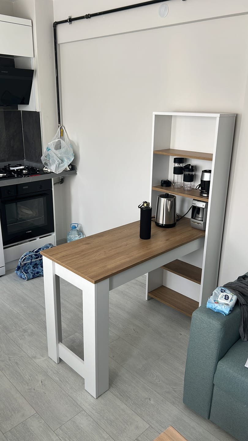 Customer photo review of Rani JA102 Masa Raflı Dekoratif Mutfak Yemek Masası Sepet Ceviz - Beyaz