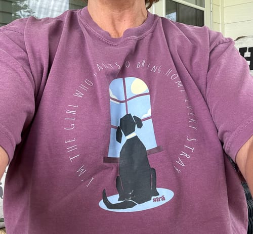 Customer photo review of I'm The Girl Who Wants To Bring Home Every Stray Tee (Blue Jean, Terracotta, Berry, Crunchberry, Violet)
