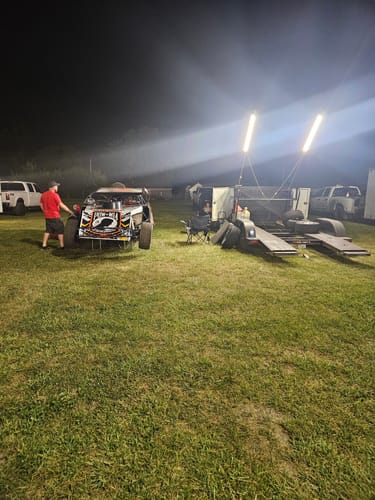 Customer photo review of Racing Trailer Pit Light – Dual 5 Foot Pole 20,000 Lumens
