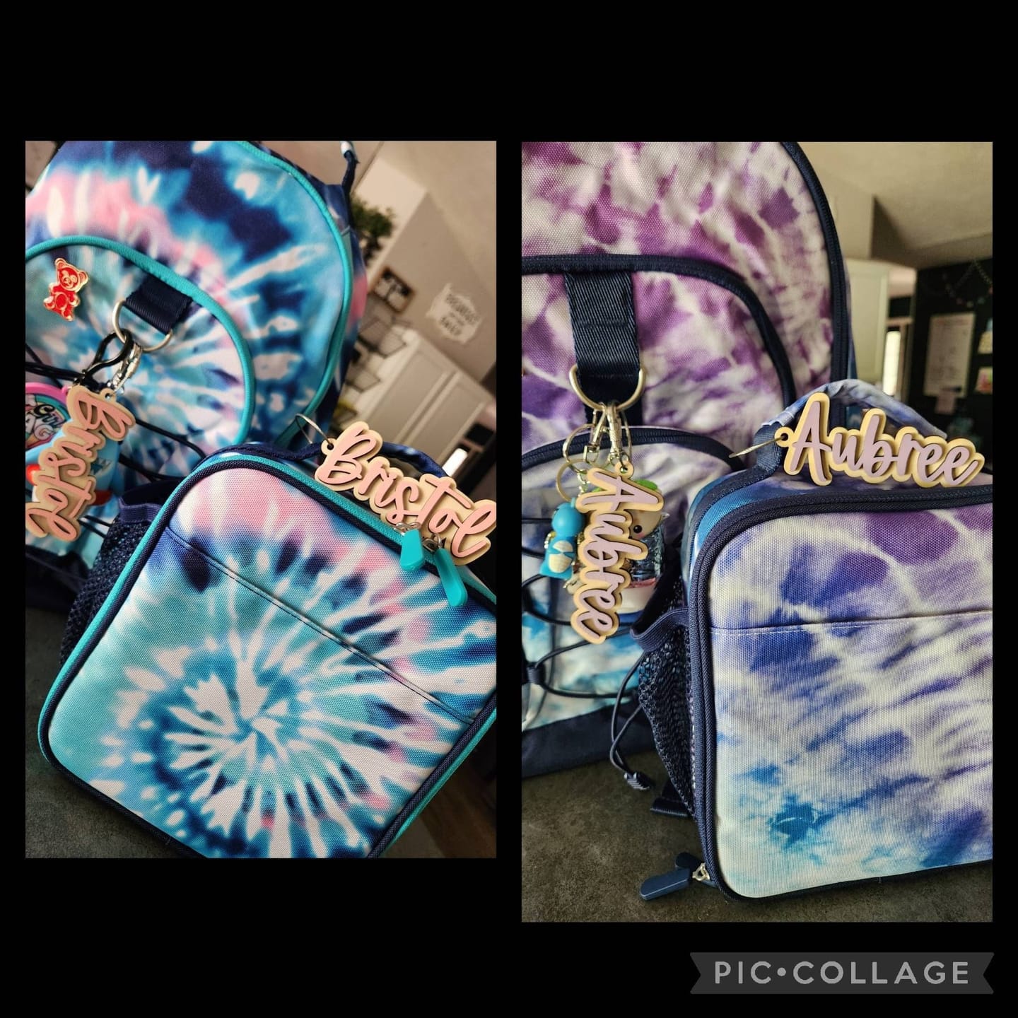 Customer photo review of Backpack Name Tag Wooden Personalized Keychain