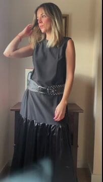 Customer photo review of A-line Loose Solid Color Split-Joint Round-neck Maxi Dresses
