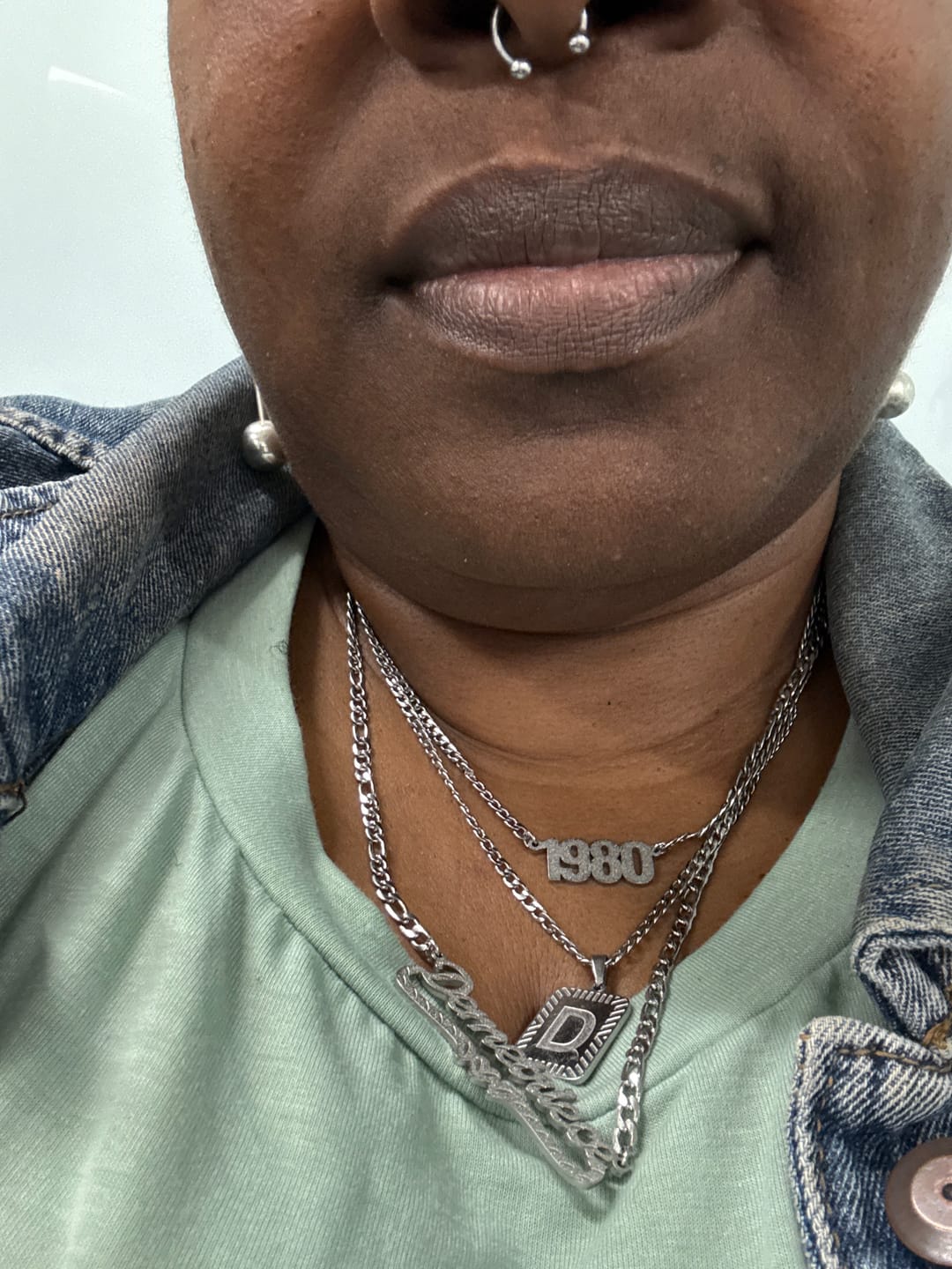 Customer photo review of Diamond Cut Block Name Necklace